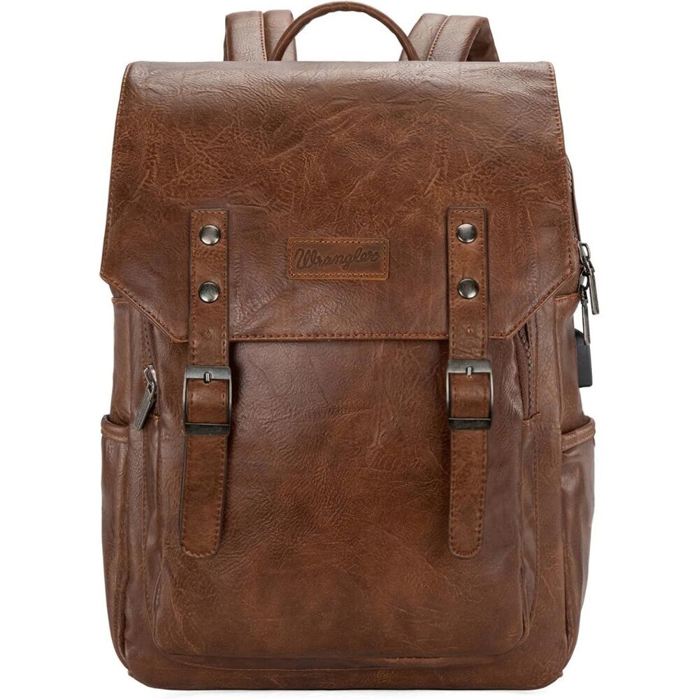 Women's Dark Brown Purse For Work Business Unisex Stylish Vegan Leather Backpack - Picture 5 of 6